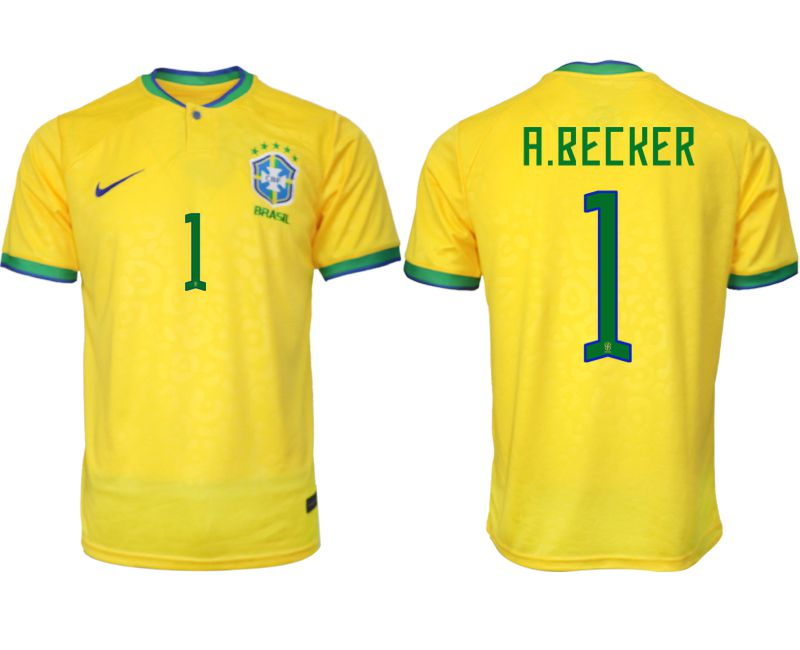 Men 2022 World Cup National Team Brazil home aaa version yellow 1 Soccer Jersey